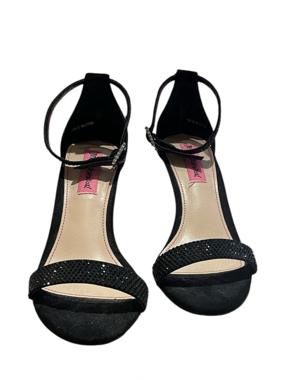 Betsey Johnson Black Suede Rhinestone Heels